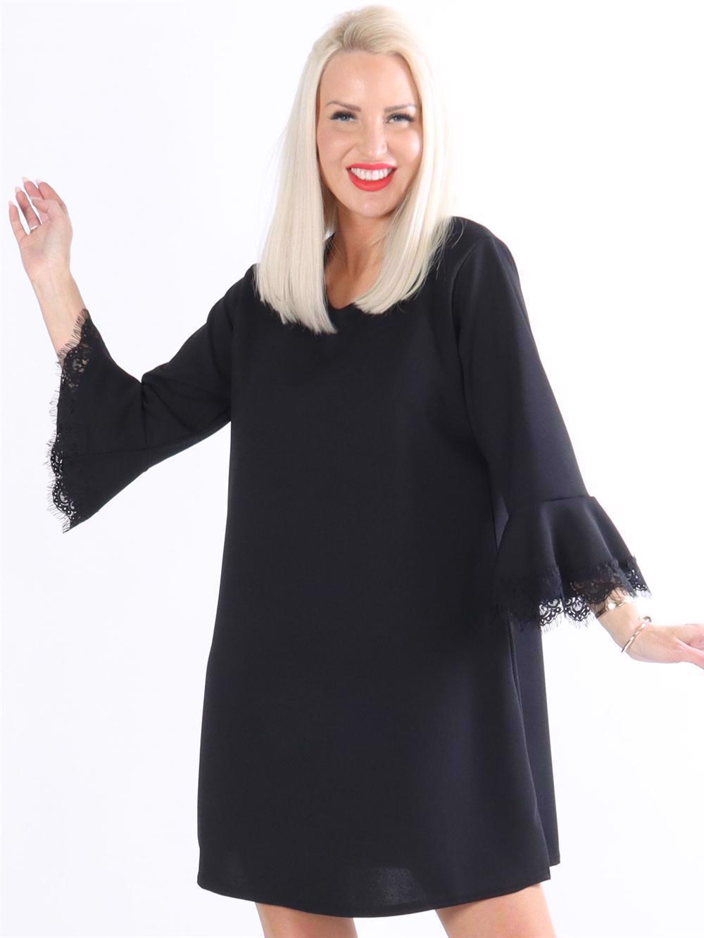 Evey - A-formet kjole med trompet ærmer